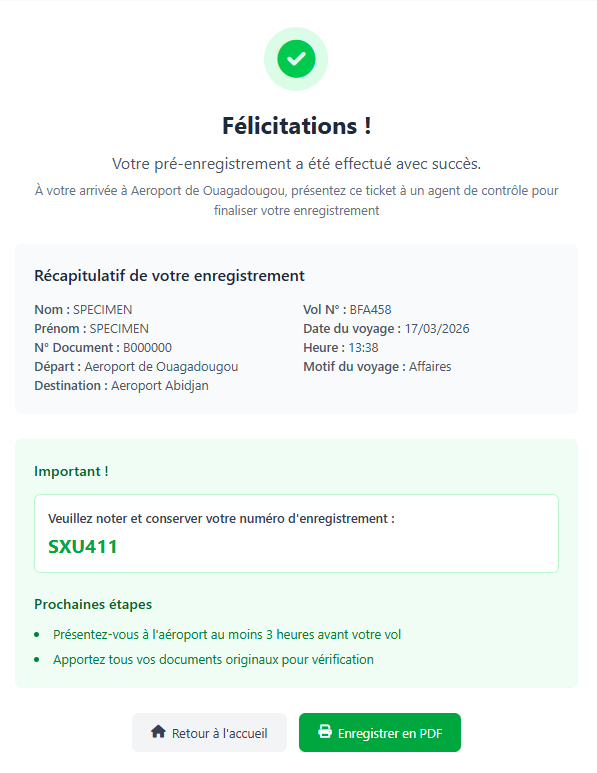 Fiche de pré-enregistrement